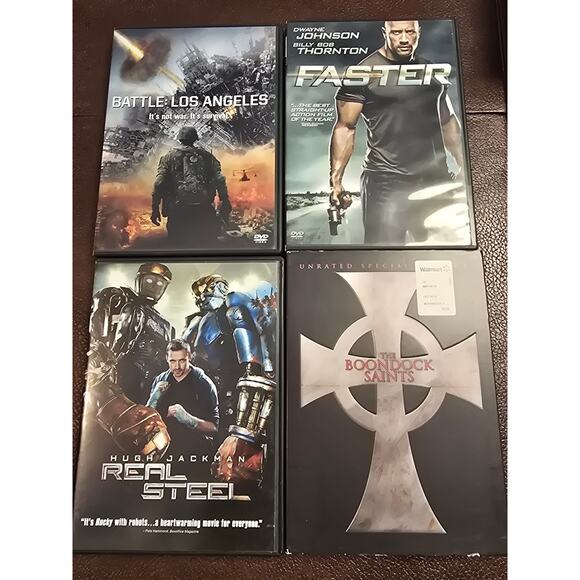 Bundle of 4 DVDs BATTLE: LOS ANGELES FASTER REAL STEEL THE BOONDOCK SAINTS - Picture 1 of 8